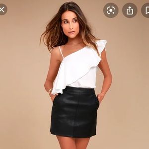 Lulus Black Vegan Leather Mini Skirt